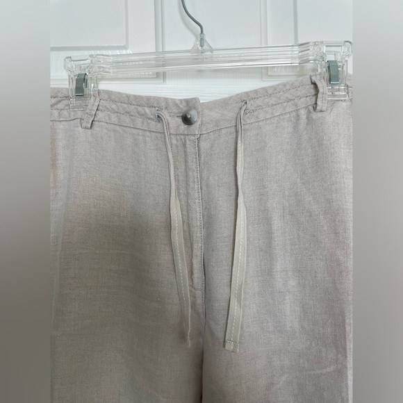 L.L. Bean Classic Fit 100% linen beige elastic tie waist pants | 18 - Picture 3 of 13